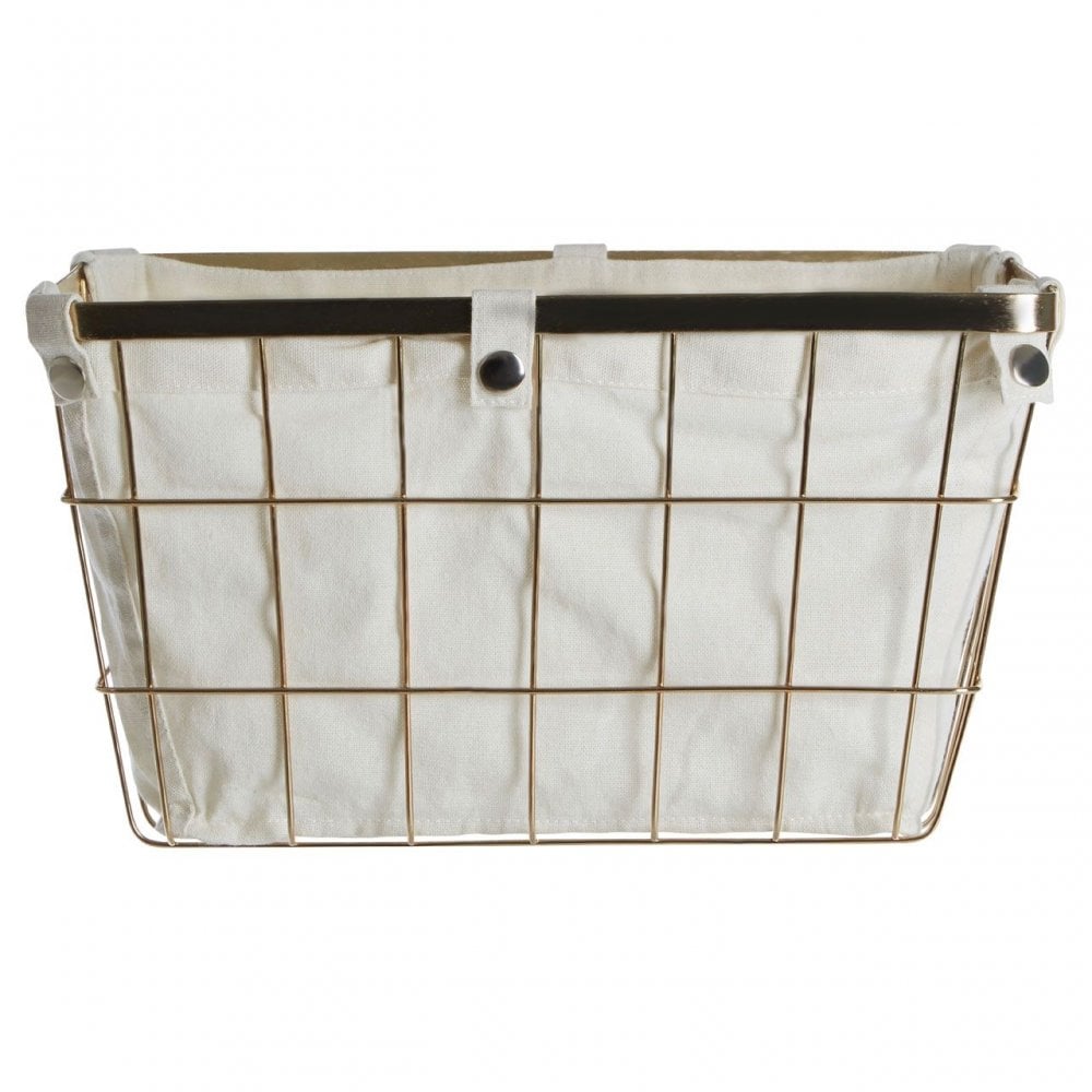 Medium Gold Finish Iron Wire Storage Basket