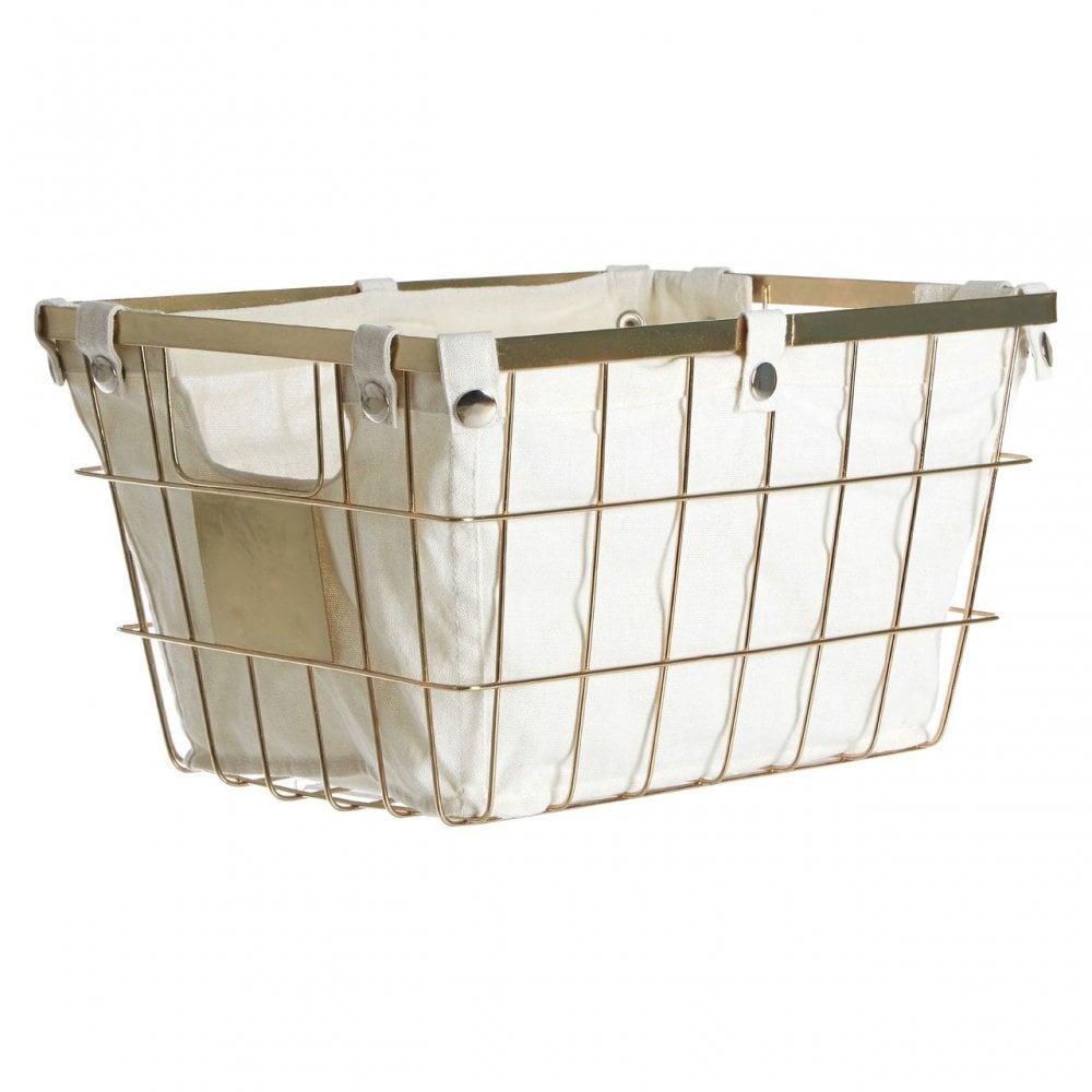 Medium Gold Finish Iron Wire Storage Basket