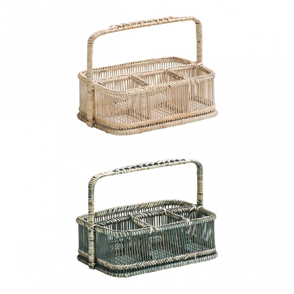 Rustic Grey Washed Rectangular Caddy Basket