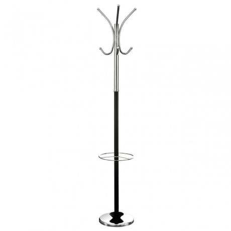 Black And Chrome Floor Standing Coat Stand