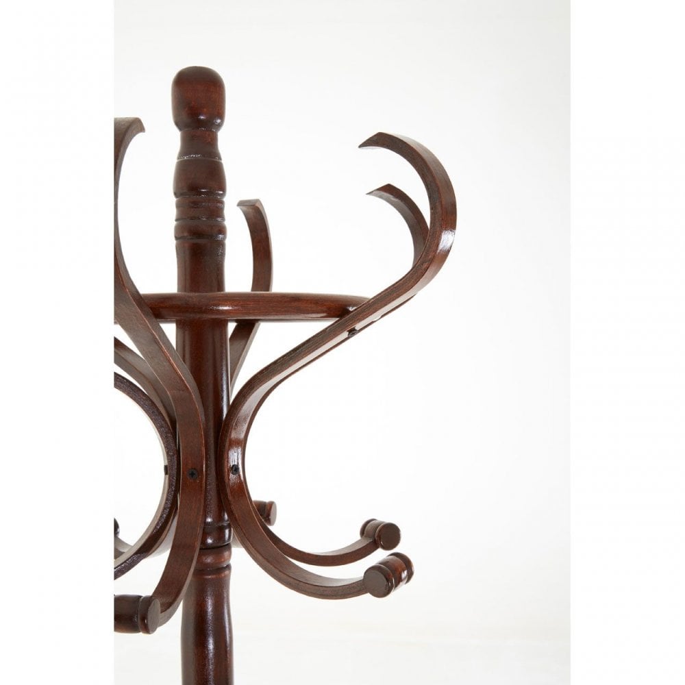 Walnut Finish Solid Birchwood Coat Stand