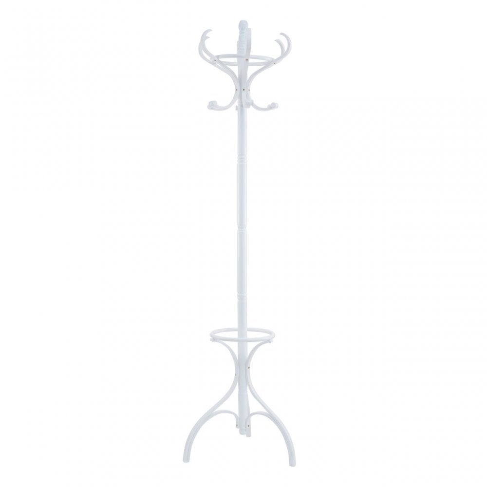 White Finish Floor Standing Coat Stand