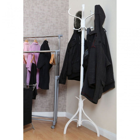 White Finish Floor Standing Coat Stand