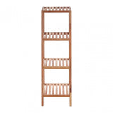 4 Tier Walnut Wood Bathroom Shelf Unit