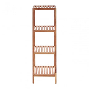 4 Tier Walnut Wood Bathroom Shelf Unit
