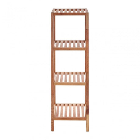 4 Tier Walnut Wood Bathroom Shelf Unit