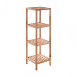 4 Tier Walnut Wood Bathroom Shelf Unit