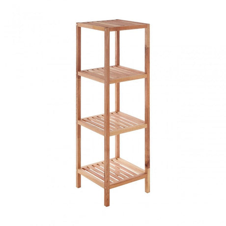 4 Tier Walnut Wood Bathroom Shelf Unit