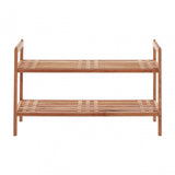 2 Tier Slatted Design Stackable Shoe Rack