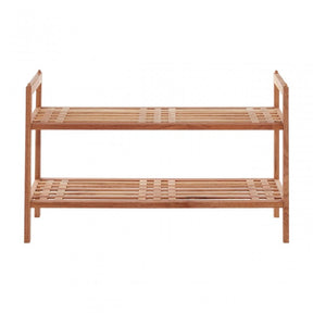 2 Tier Slatted Design Stackable Shoe Rack