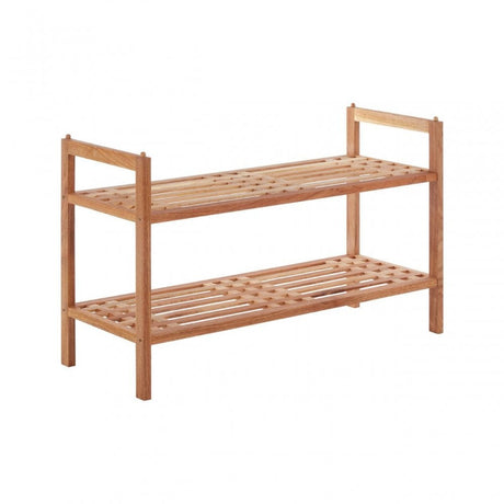 2 Tier Slatted Design Stackable Shoe Rack