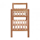 2 Tier Slatted Design Stackable Shoe Rack