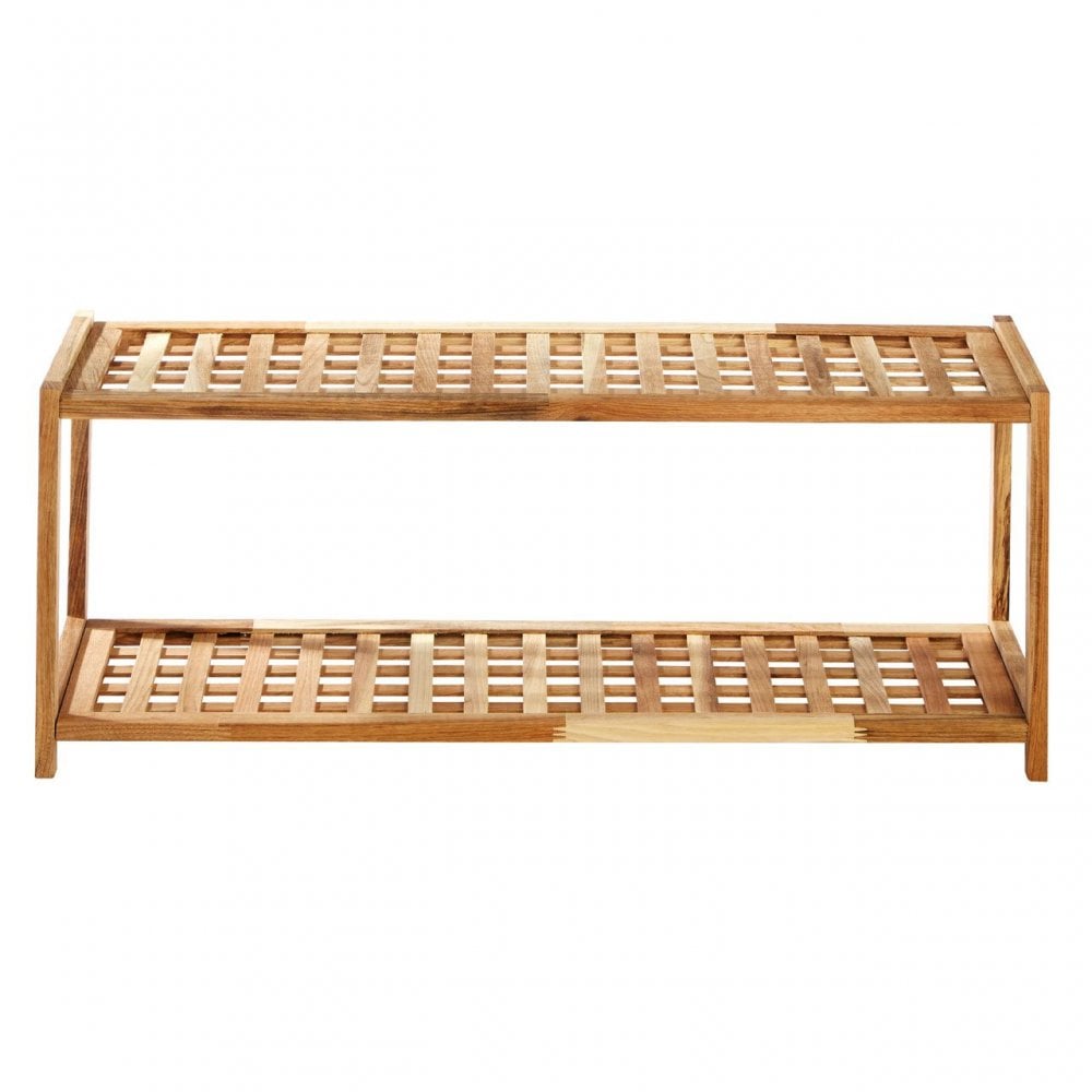 Natural Walnut 2 Tier Shoe Rack