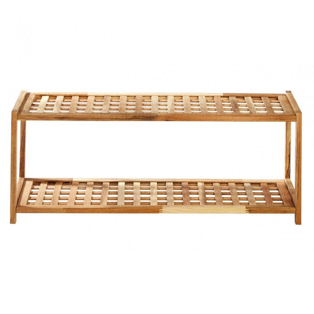 Natural Walnut 2 Tier Shoe Rack