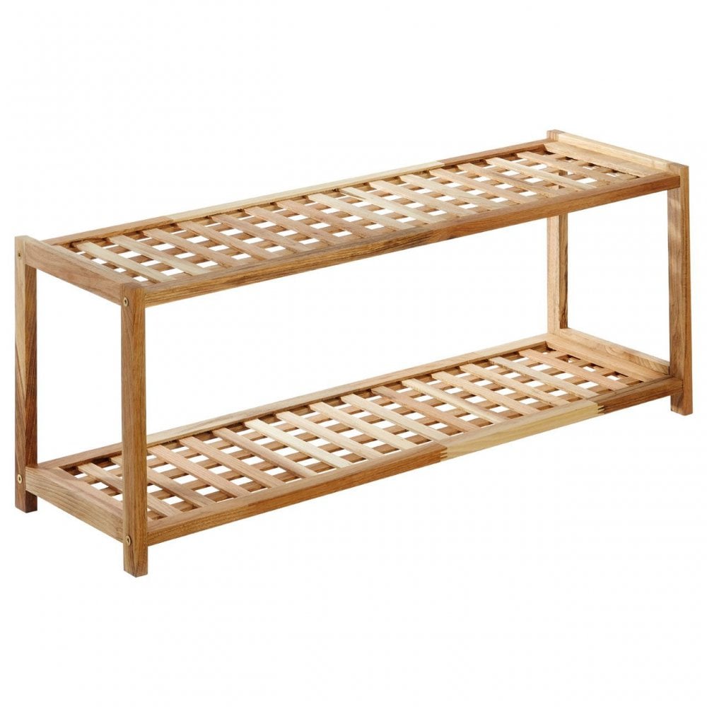Natural Walnut 2 Tier Shoe Rack