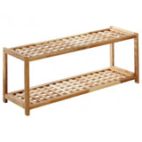 Natural Walnut 2 Tier Shoe Rack