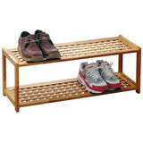 Natural Walnut 2 Tier Shoe Rack