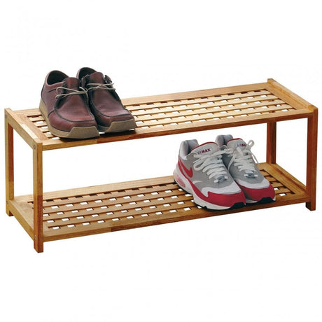 Natural Walnut 2 Tier Shoe Rack
