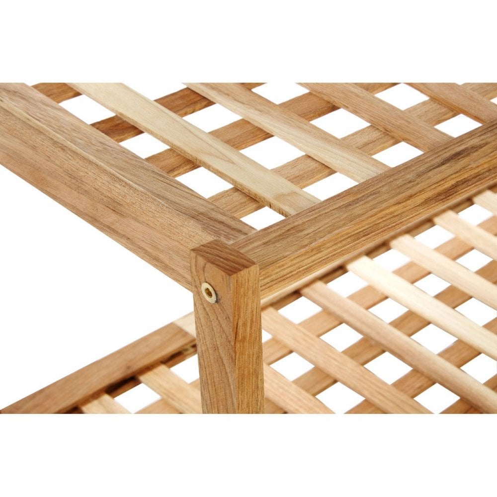 Natural Walnut 2 Tier Shoe Rack