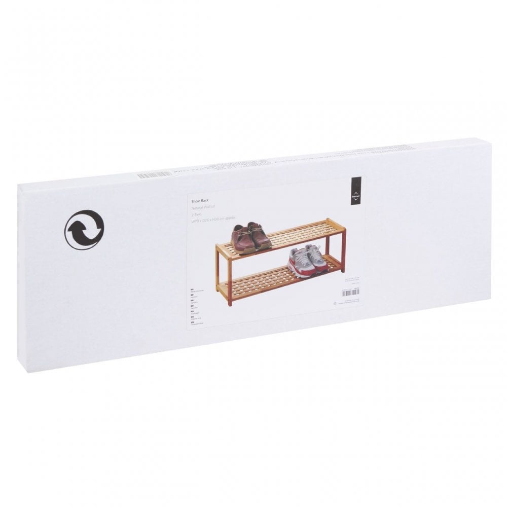 Natural Walnut 2 Tier Shoe Rack