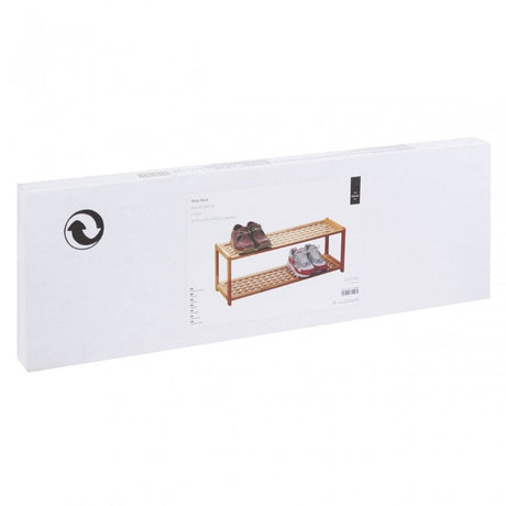 Natural Walnut 2 Tier Shoe Rack
