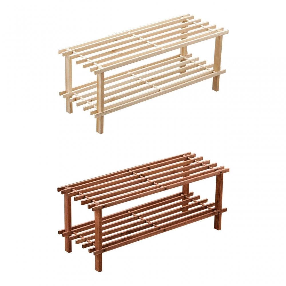 Dark Cedar Wood 2 Tier Shoe Rack