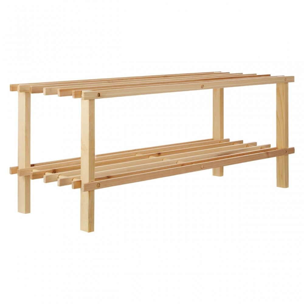 Natural And Cedar Wood 2 Tier Shoe Rack