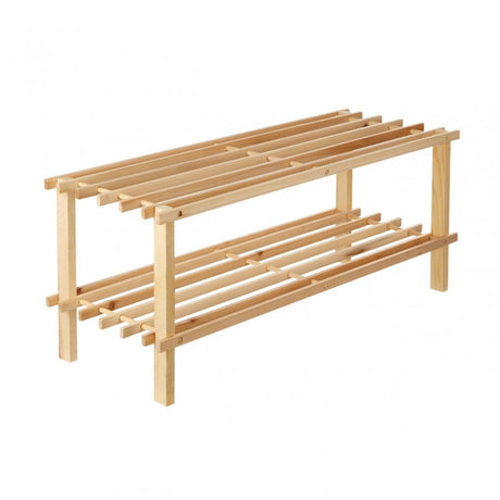 Natural And Cedar Wood 2 Tier Shoe Rack