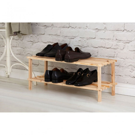 Natural And Cedar Wood 2 Tier Shoe Rack