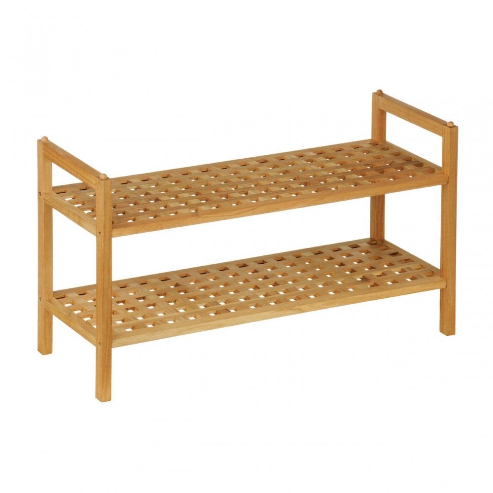 Walnut Wood 2 Tier Shoe Rack