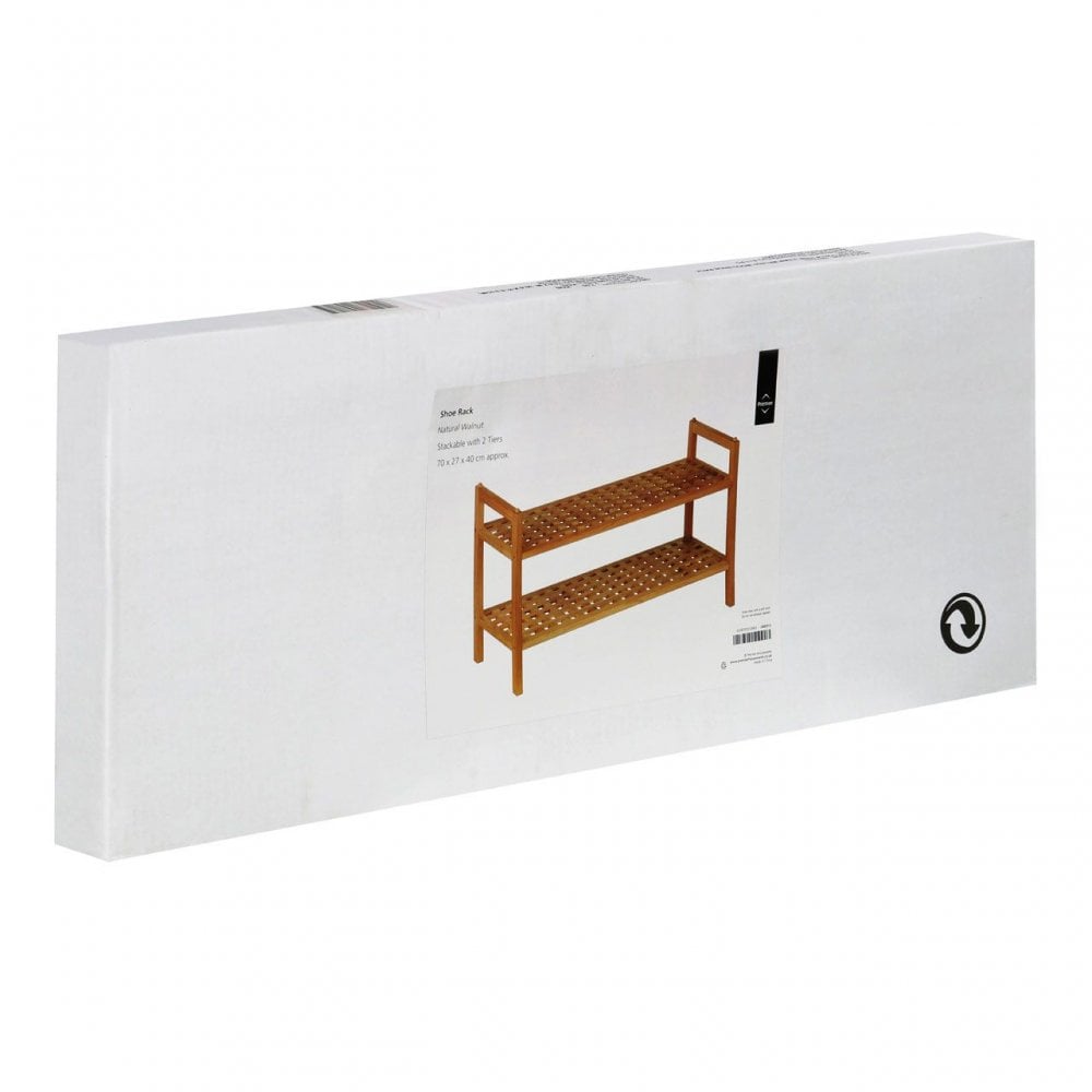Walnut Wood 2 Tier Shoe Rack