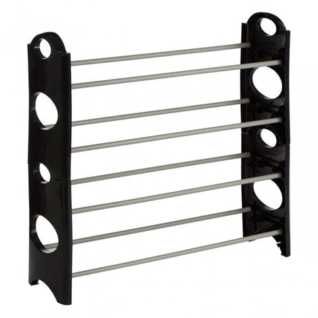 Black And Grey 4 Tier Shoe Rack