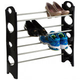 Black And Grey 4 Tier Shoe Rack