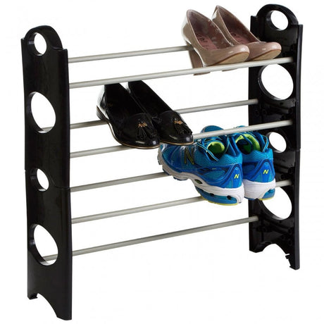 Black And Grey 4 Tier Shoe Rack