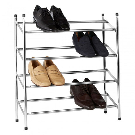 Extendable Chrome Frame 4 Tier Shoe Rack