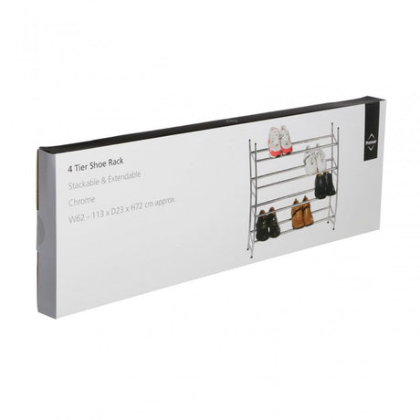 Extendable Chrome Frame 4 Tier Shoe Rack