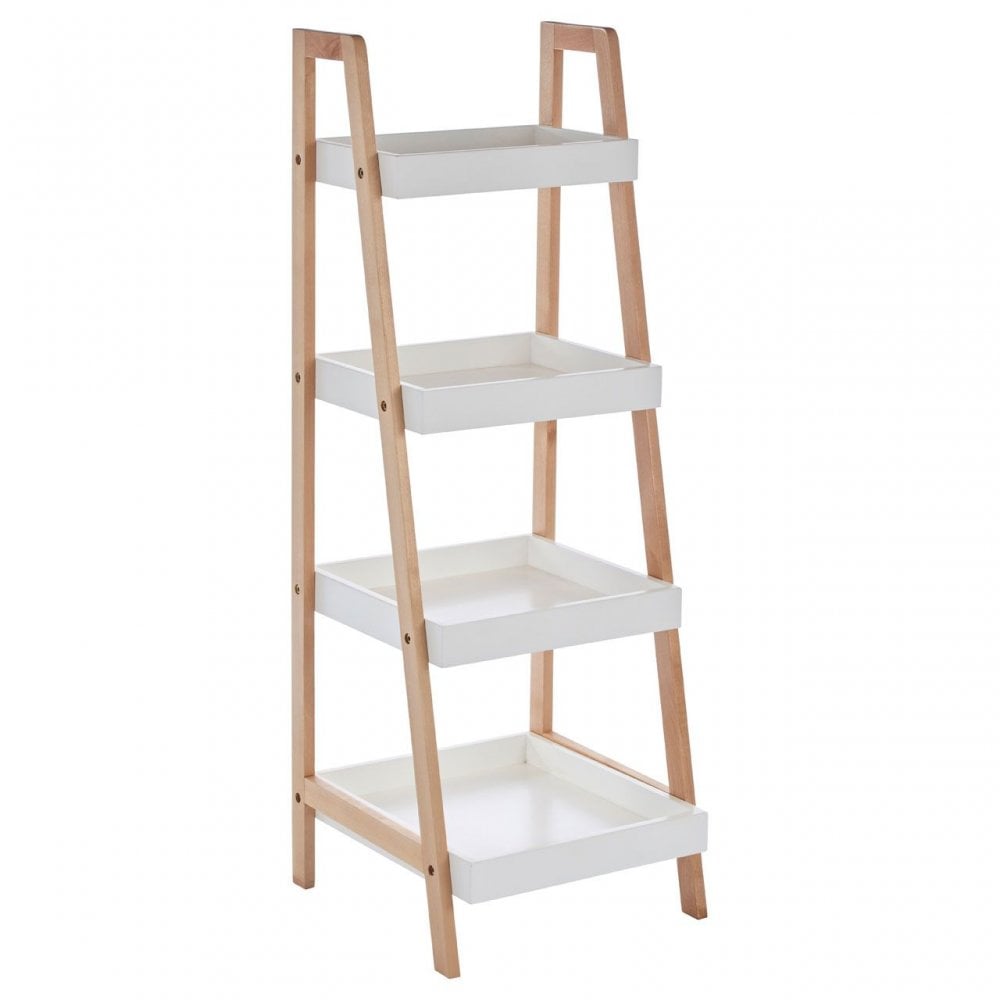 4 Tier Birch Wood Bathroom Shelf