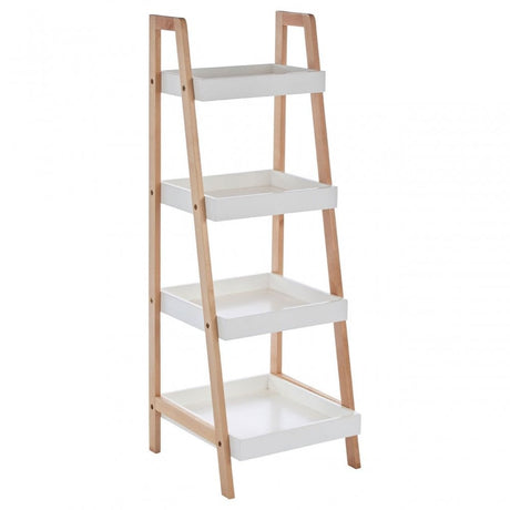 4 Tier Birch Wood Bathroom Shelf