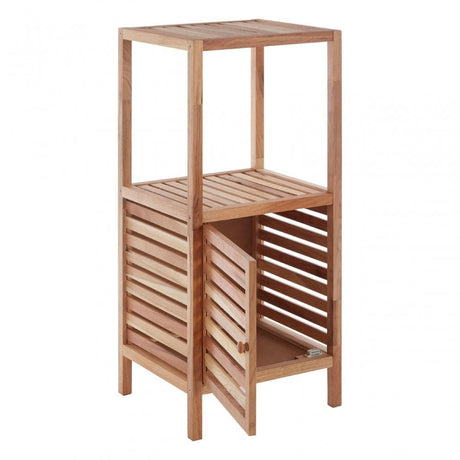 2 Tier Walnut Wood Bathroom Shelf Unit