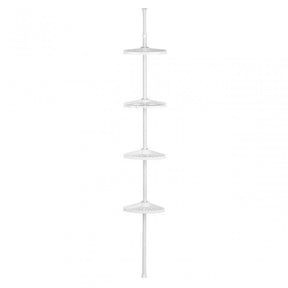 4 Tier Spring Mount White Corner Shelf Unit