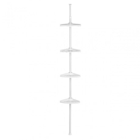 4 Tier Spring Mount White Corner Shelf Unit