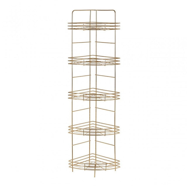 5 Tier Gold Finish Corner Storage Rack