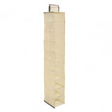 Cream Brown Trim 10 Section Hanging Shoe Organiser