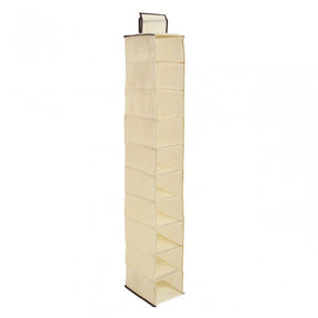 Cream Brown Trim 10 Section Hanging Shoe Organiser