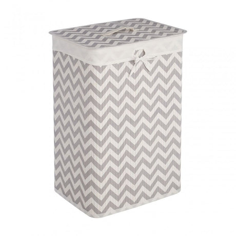 Kankyo White And Grey Chevron Laundry Hamper