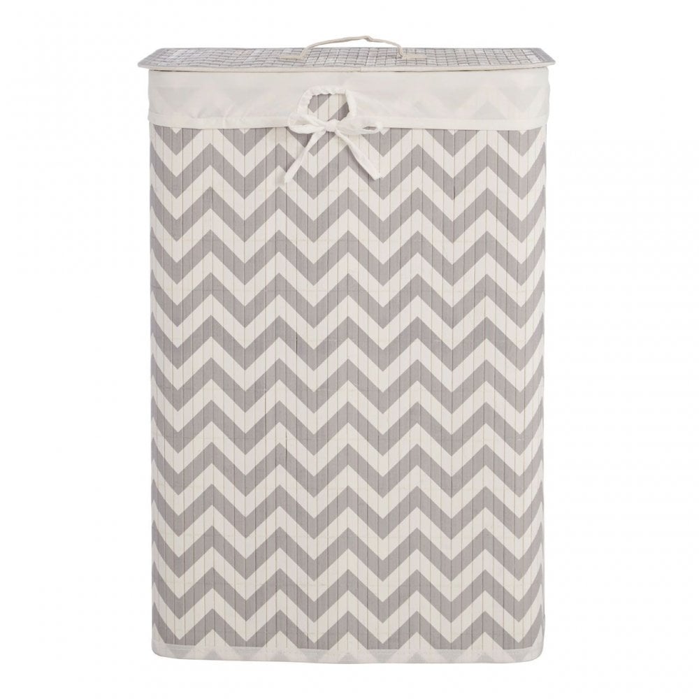 Kankyo White And Grey Chevron Laundry Hamper