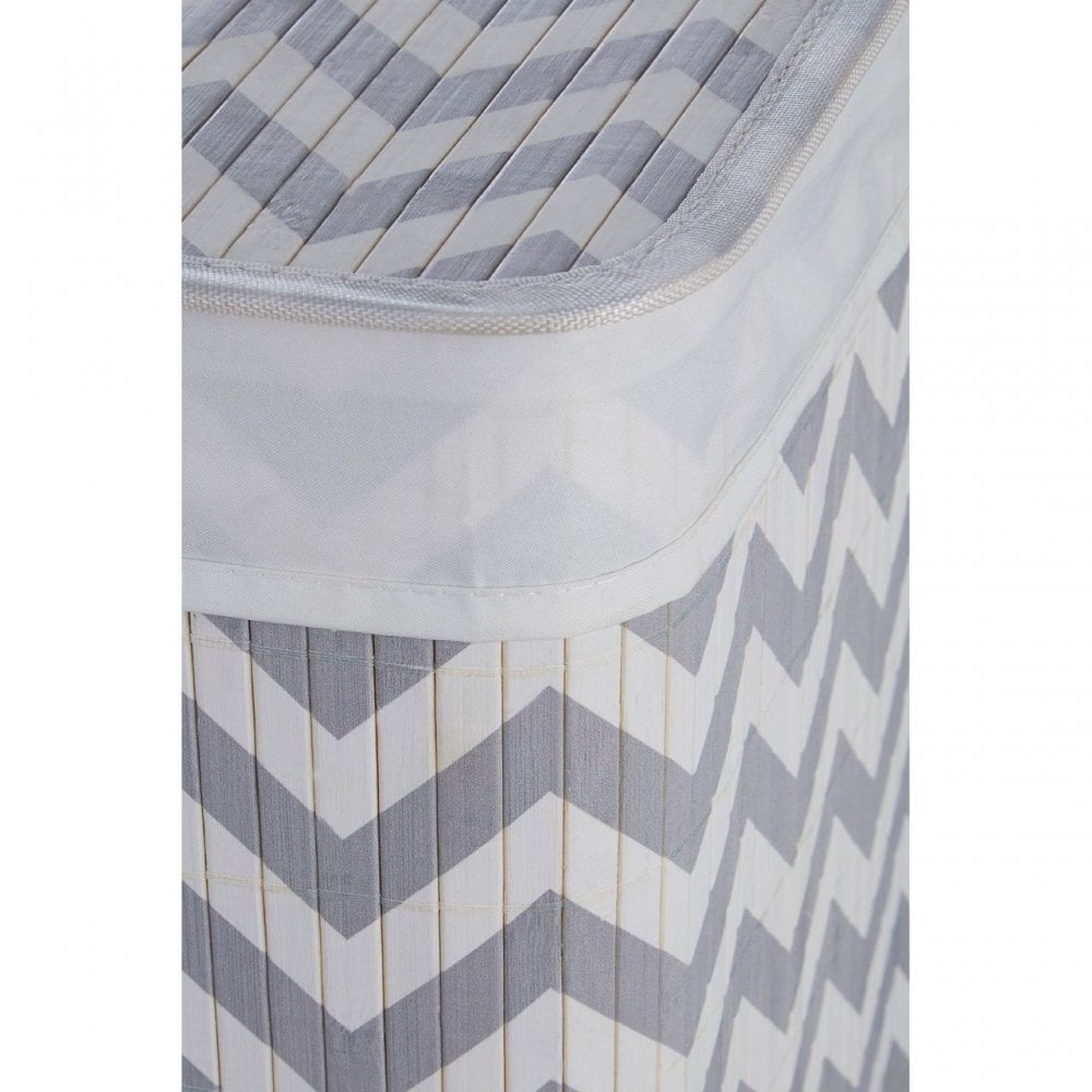 Kankyo White And Grey Chevron Laundry Hamper