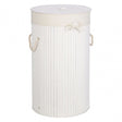 Kankyo Round White Bamboo Laundry Hamper