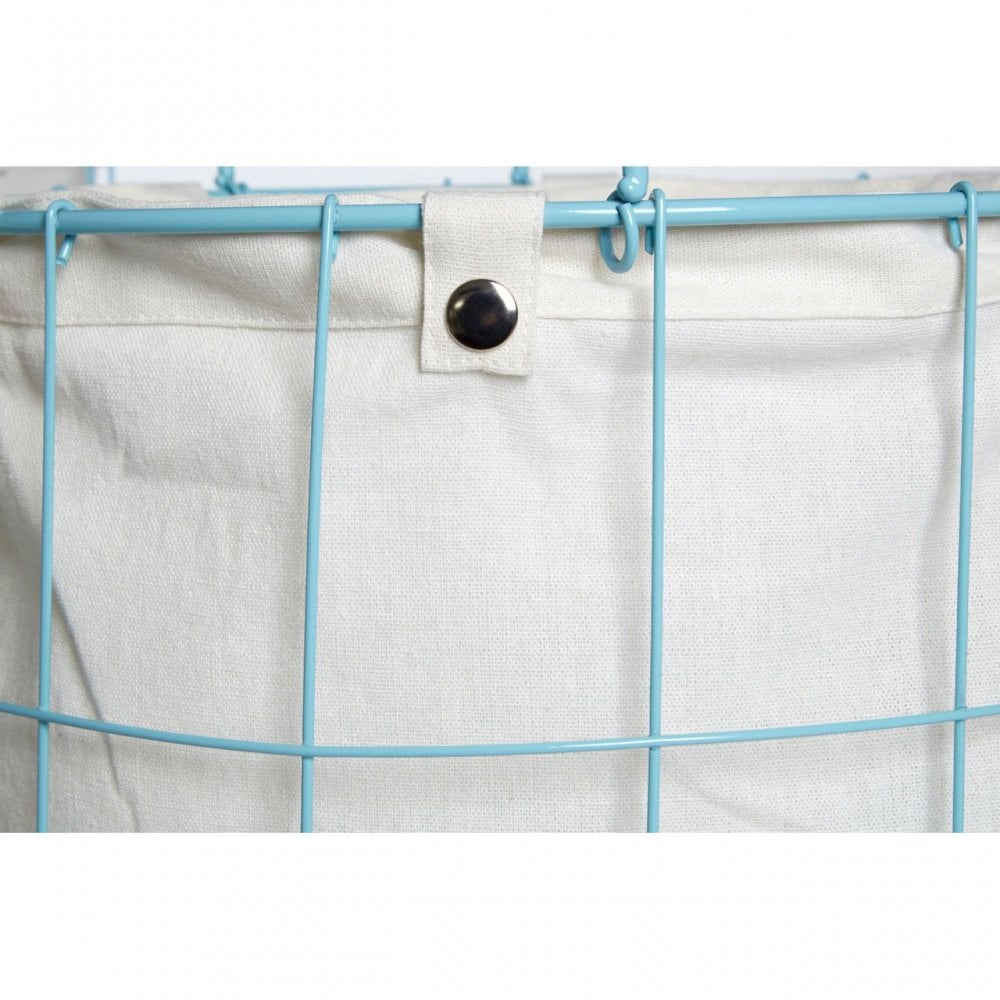 Round Blue Wire Laundry Baskets - Set Of 2