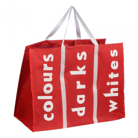 Red Polyester 3 Section Laundry Bag